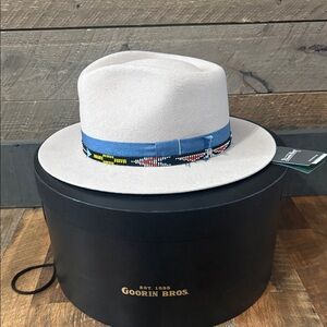 Goorin Bros Billy St. Troy Fedora Hat XL Bone Beaded Band NWT USA Blocked